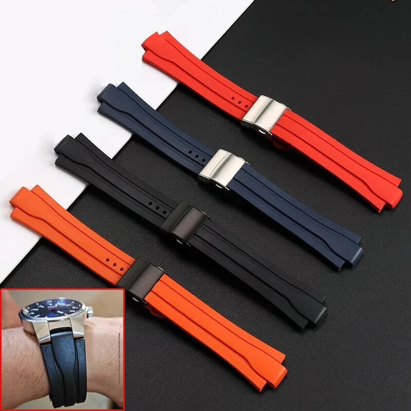 Fluoro Rubber Watch Strap for Oris 7740 7730 Sports Watch 22mm Orange Blue Band