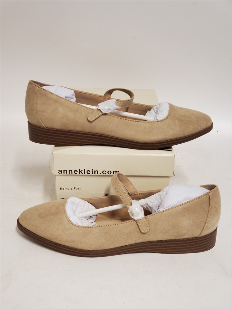 Anne Klein Womens Suede Sissy Mary Jane Flats Comfort Shoes, Sand Size 9 US NEW