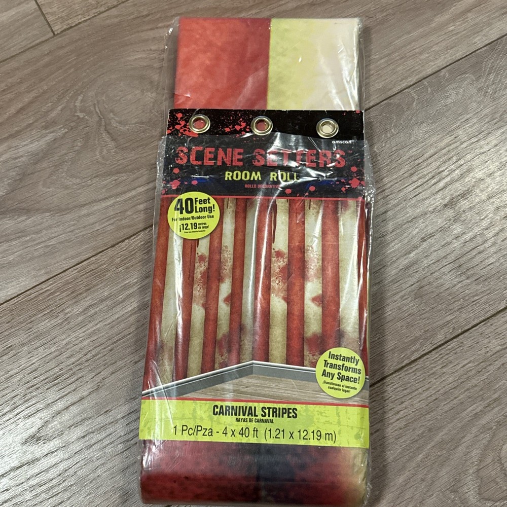 Carnival Stripes Scene Setters Room Roll 40ft Indoor Outdoor Halloween Decor