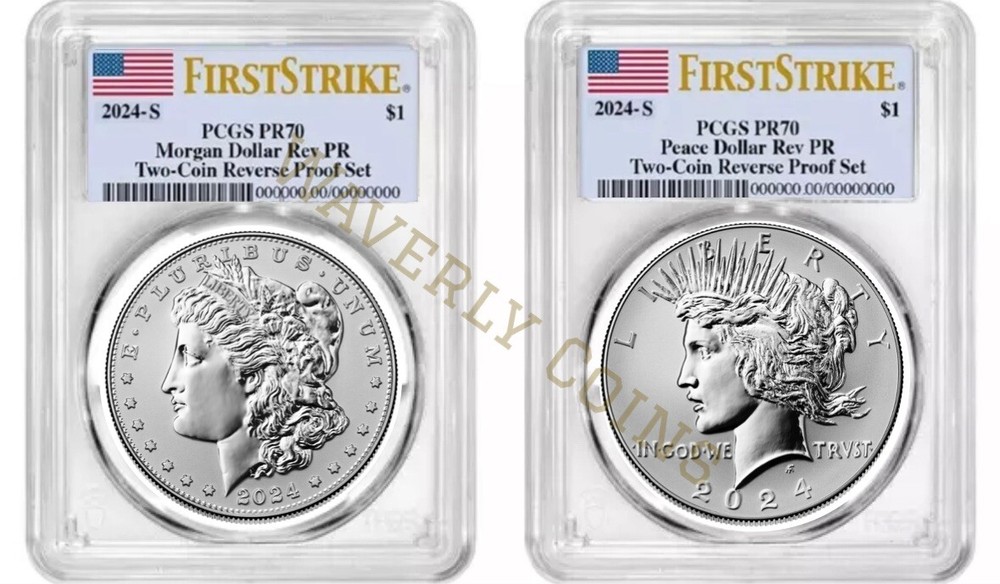 Presale - 2024 S Reverse Proof Morgan & Peace Dollar Set PCGS PR70 First Strike-image