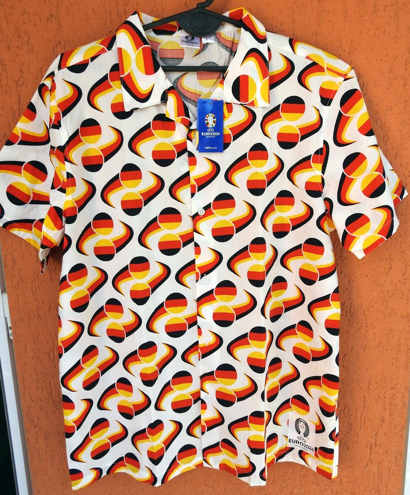 UEFA EURO 2024 Germany Button Up Shirt Football Soccer German Flag (L)