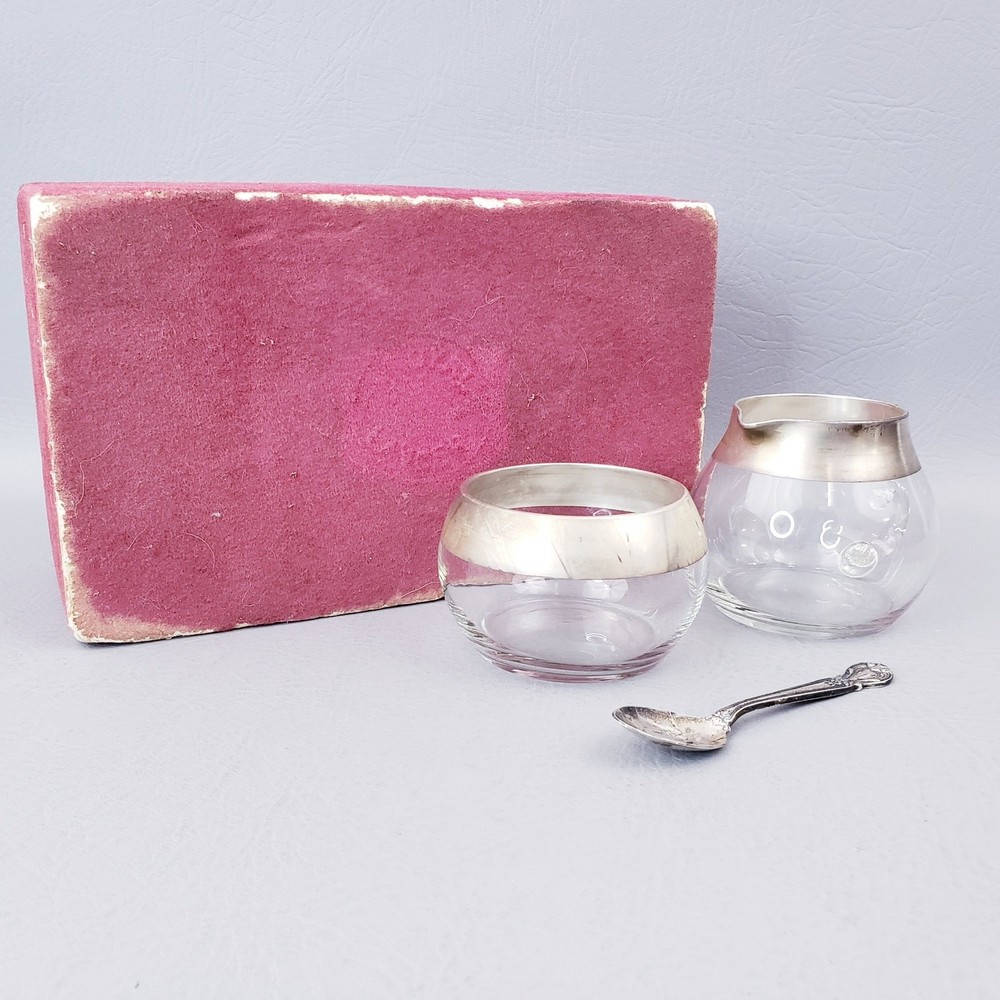 MCM Dorothy Thorpe Allegro Silver Band 7oz Cream and Sugar Set