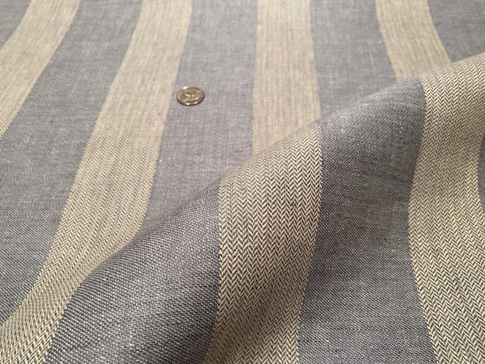 HOLLAND & SHERRY Interiors DE92094 TWILL STRIPE 100% Linen Fabric $409Retail BTY