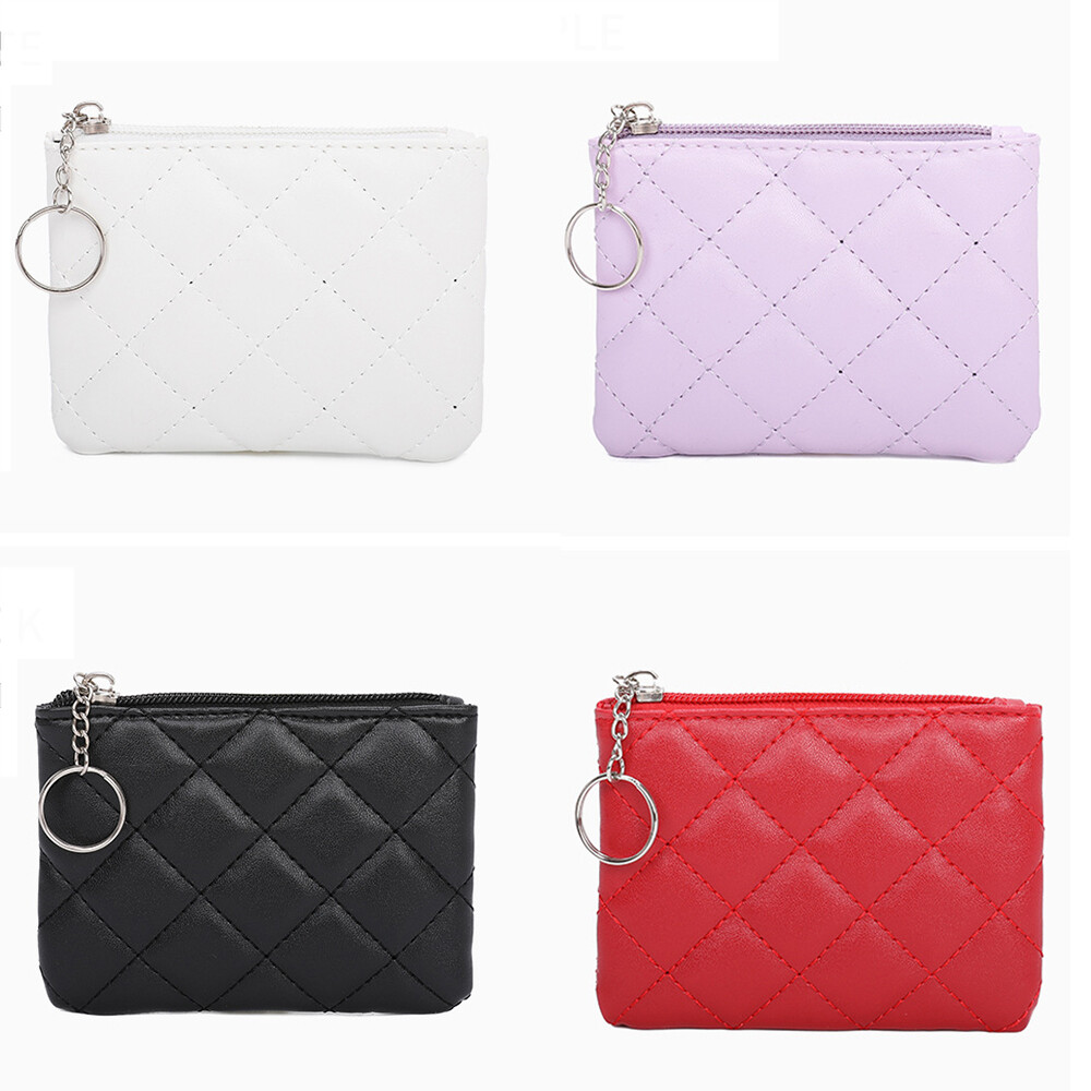 Stylish Women's Zip Coin Wallet Keychain Small Purse Organizer