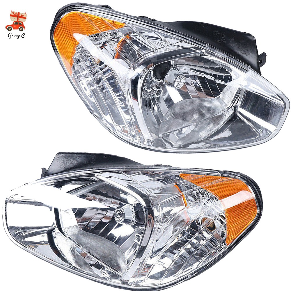 Pair For 2008-2011 Hyundai Accent 2007 2008 2009 2010 Headlights Lamps LH+RH