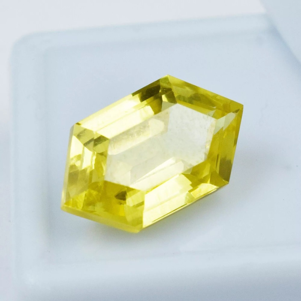 Superb 12-13 Ct Natural Yellow Sapphire Hexagon Loose Gemstone Certified