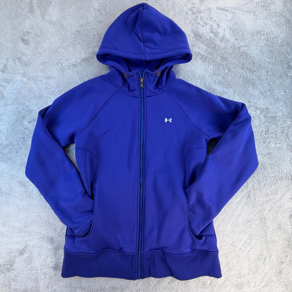 Under Armour Hoodie Women Medium Full Zip Loose Fit Purple Fleece Jacket