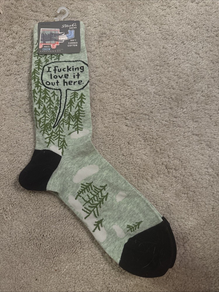 BLUE Q Men's I F**king Love It Out Here Crew Socks