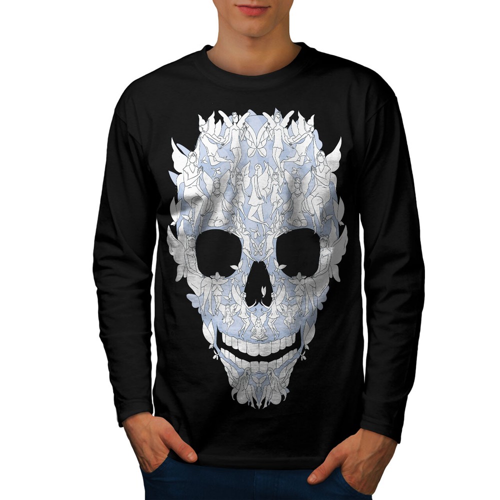 Wellcoda Ethereal Fairy Skull Mystical Fantasy Art Mens Long Sleeve T-shirt