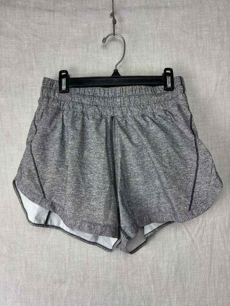 Lulemon Hotty Hot Running Shorts Gray Size 6 Elastic Waistband Pocket