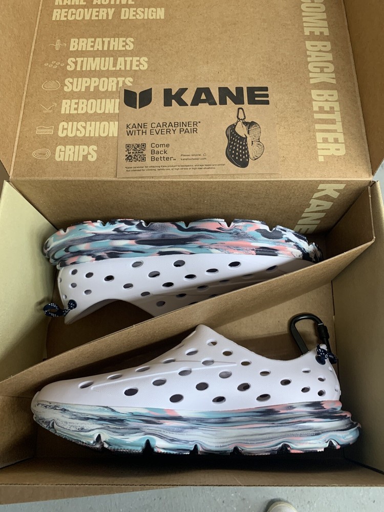 Kane Footwear Recovery Shoe Revive White/Navy/Pink Marble Men size 10 Women's 12