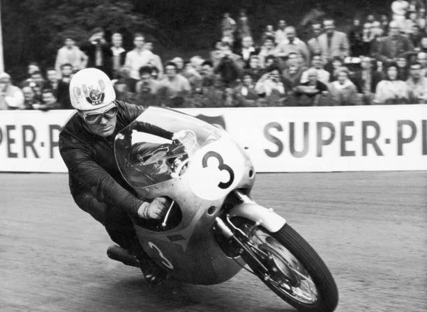 Scottish Motorcyclist Bob Mcintyreat Isle Of Man Tt Races 1961 Old Photo