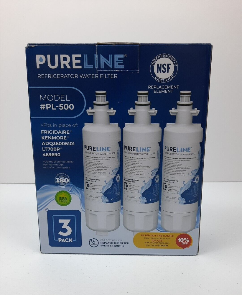 3 pack Pureline Refrigerator Replacement Water Filter PL-500-S FRIGIDAIRE (NEW)