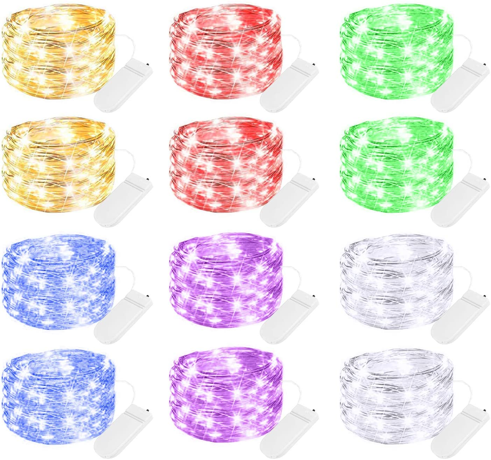 12 Pack Multi Color Led Fairy Lights Battery Operated String Lights Waterproof