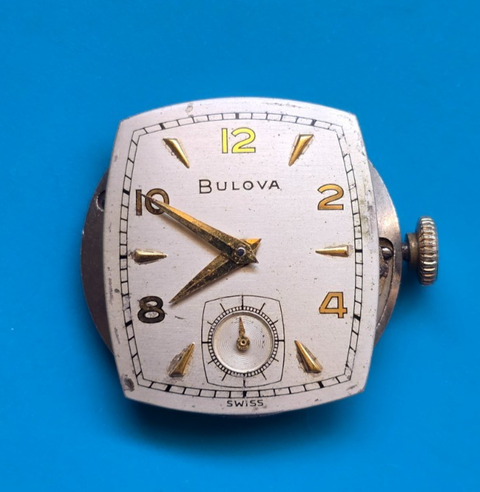 VINTAGE MENS BULOVA CAL. 10BT 15 JEWEL WRIST WATCH MOVEMENT KEEPING TIME