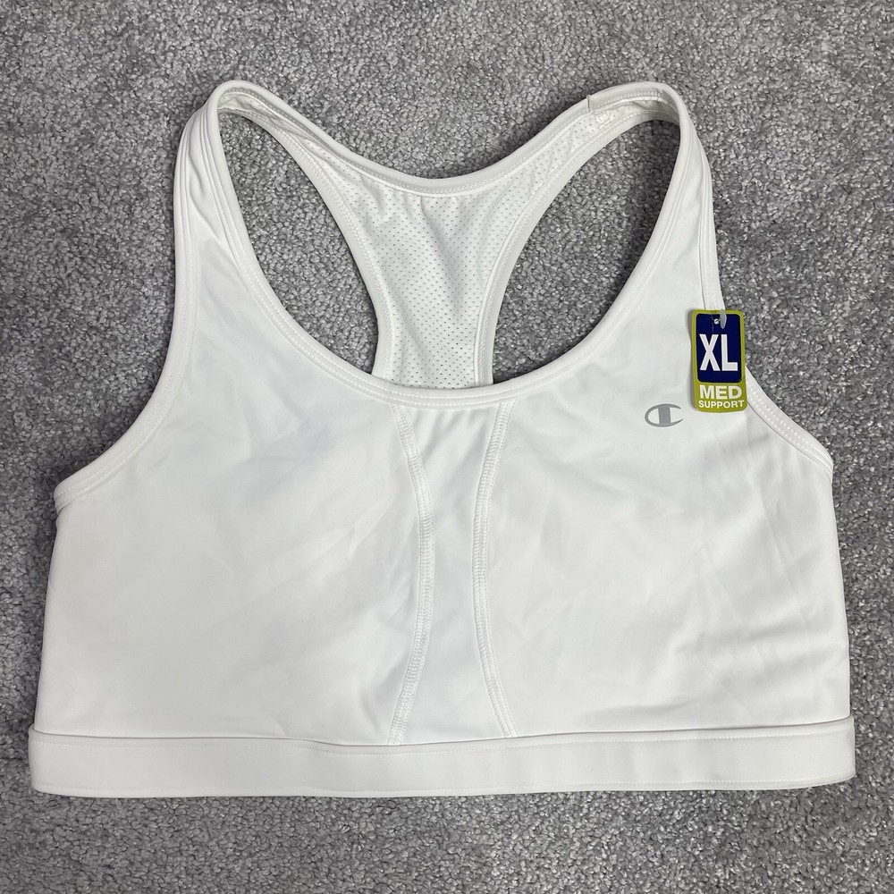 Champion Sports Bra Women's XL White Racerback Medium Support Lined
