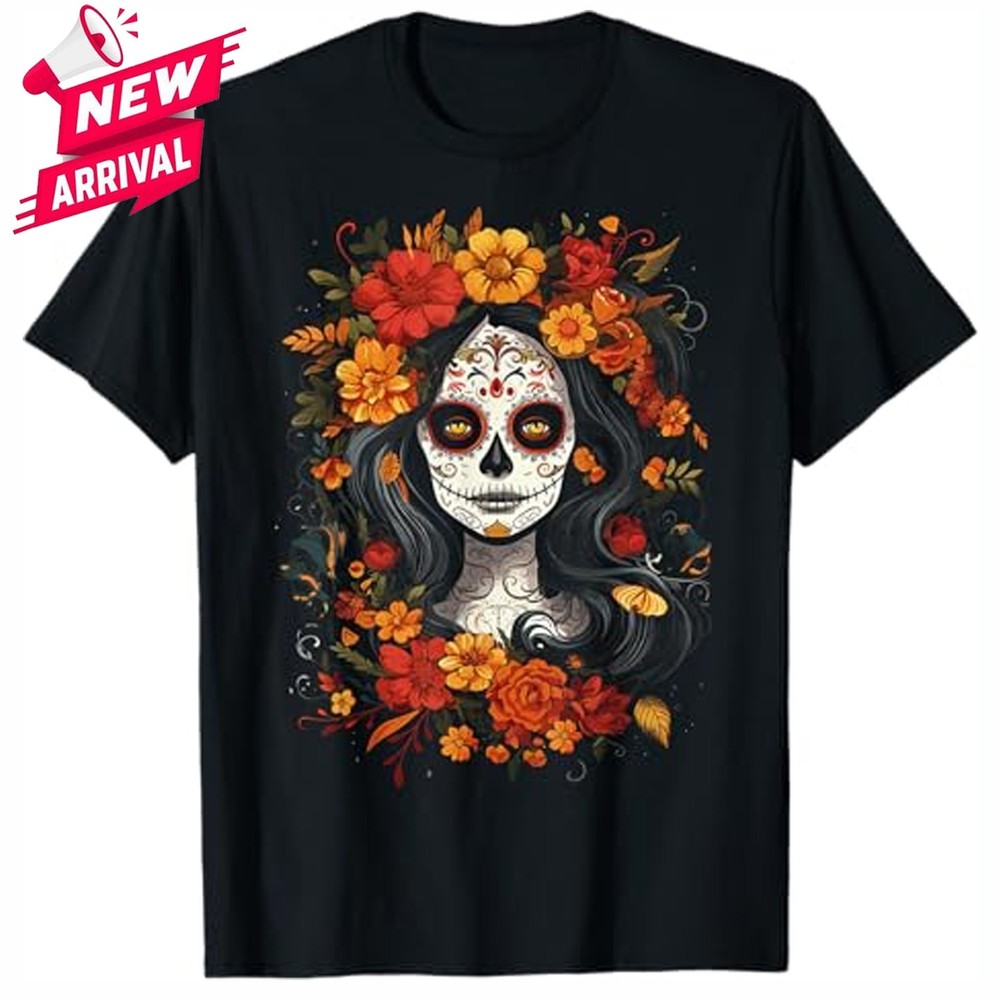 De Los Muertos La Catrina Day of the Dead Sugar Skull T-Shirt Gifts