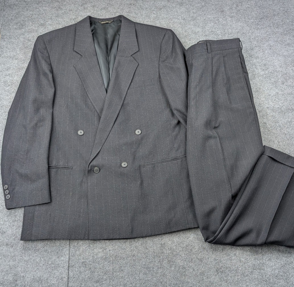 Vintage Levis Suit Mens 44R Pinstripe Double Breasted Machine Washable USA Made
