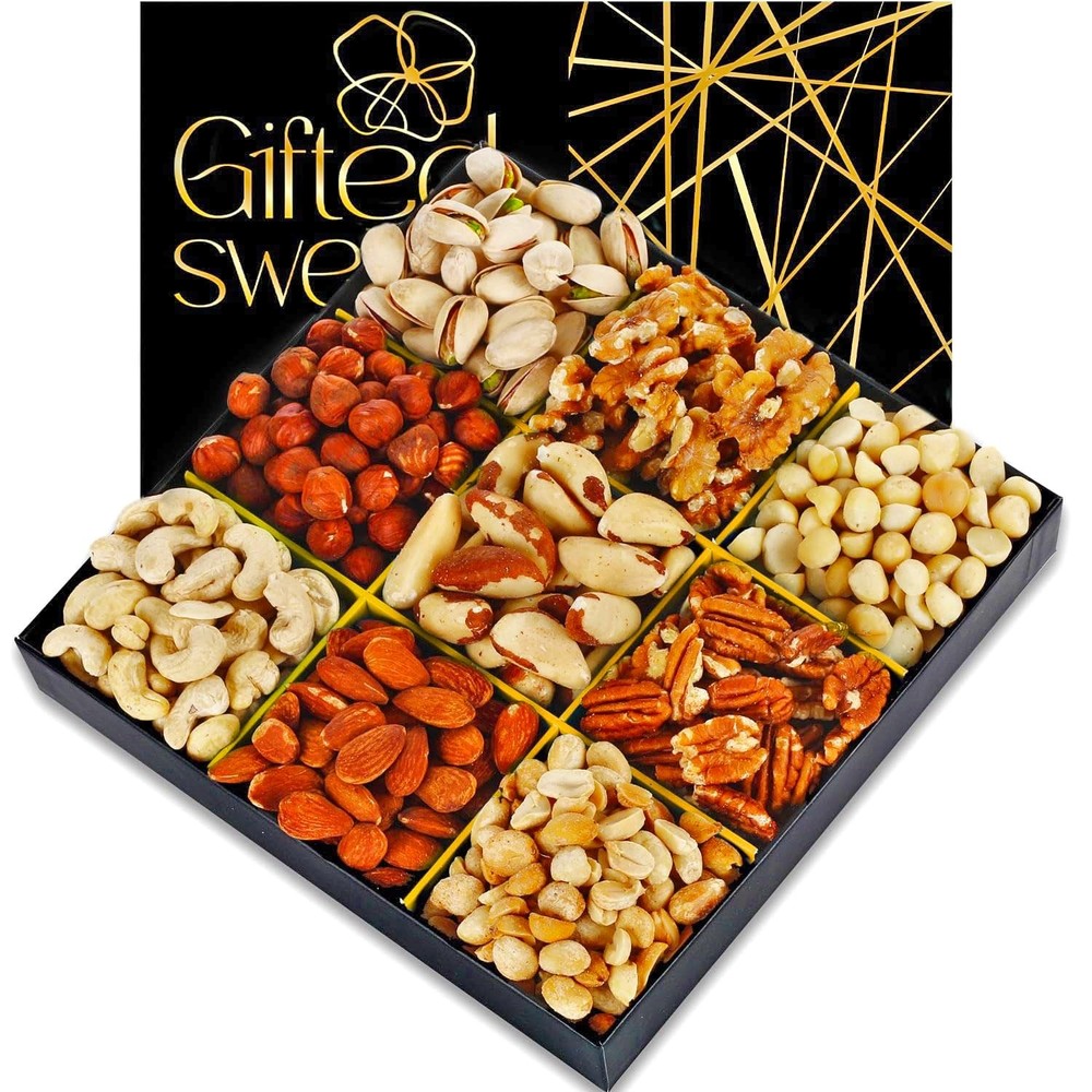 Nuts Gift Basket - Assortment of Sweet & Roasted Salted Gourmet Nuts - Assort...