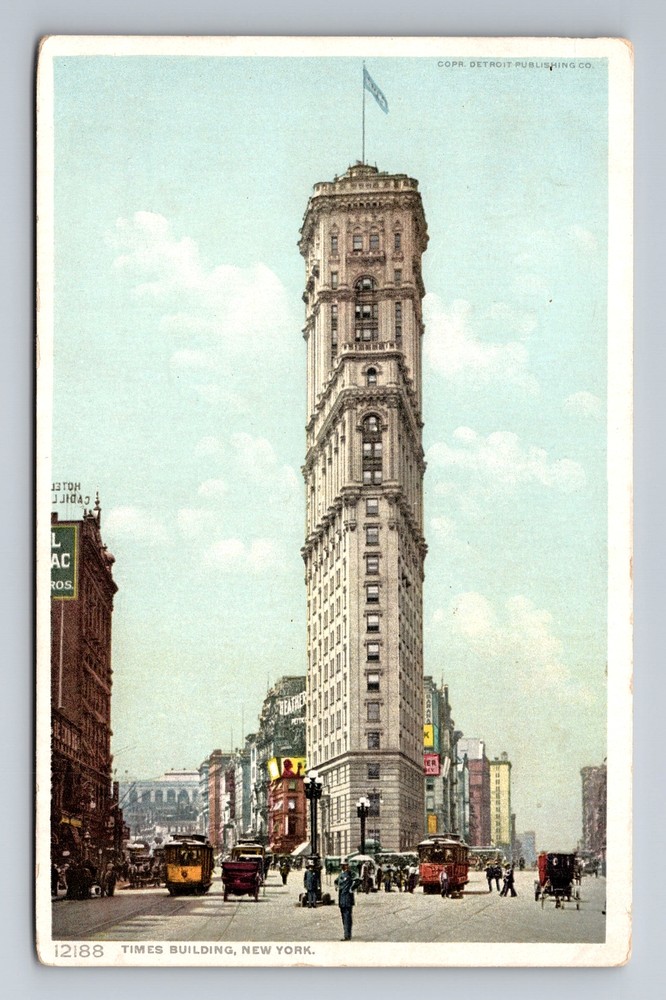 New York City NY, Times Building, Souvenir, Vintage Postcard