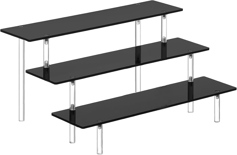 3 Tier Black Acrylic Perfume Organizer Stand for Cologne Display