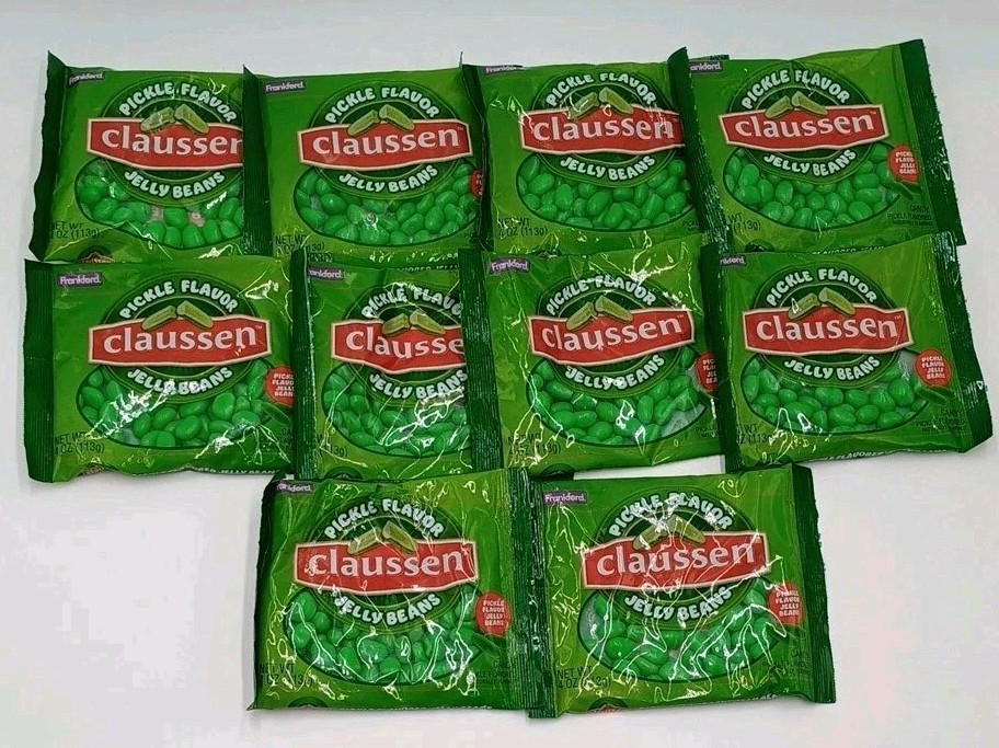 Claussen Pickle Flavor Jelly Beans 4oz Bag - Pack of 10