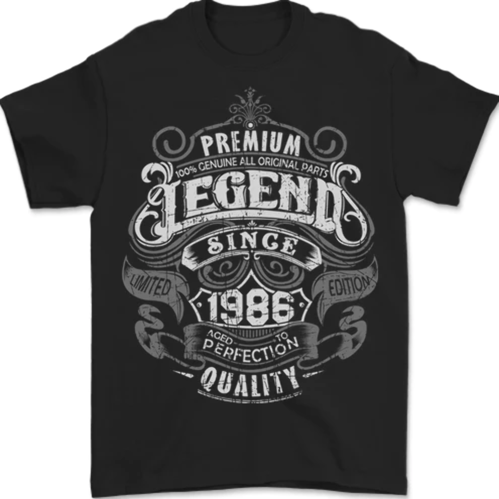 Premium Legend 37th Birthday 1986 Mens T-Shirt 100% Cotton