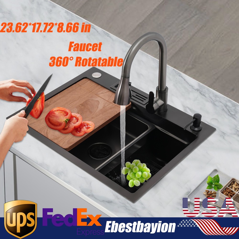 Stainless Steel Undermount Commercial Kitchen Sink with Single Bowl and Faucet