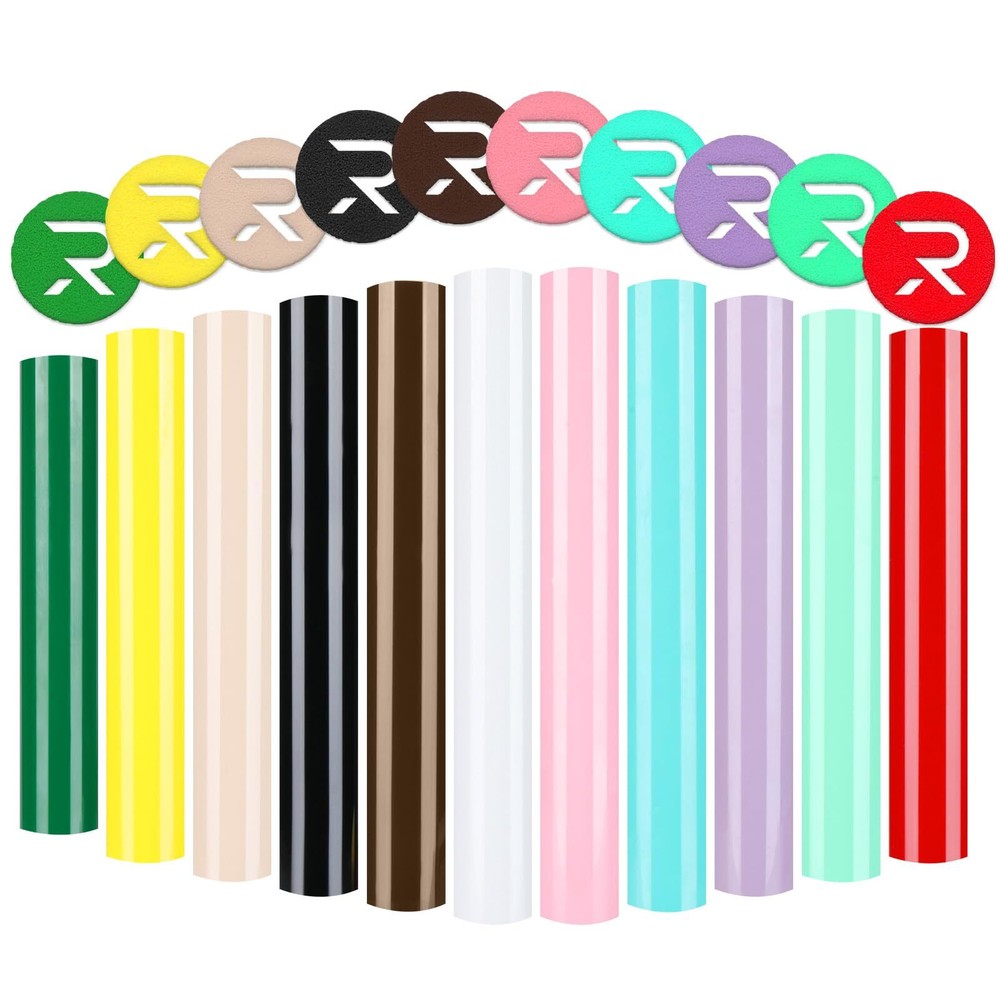 HTVRONT 3D Puff Vinyl Heat Transfer - 12 Sheets Puff HTV Vinyl in 11 Assorted...