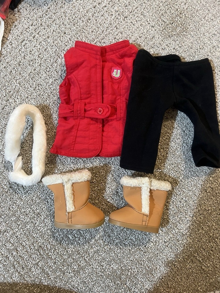 American Girl Doll Inner Star University Red Vest Pants Boots Outfit
