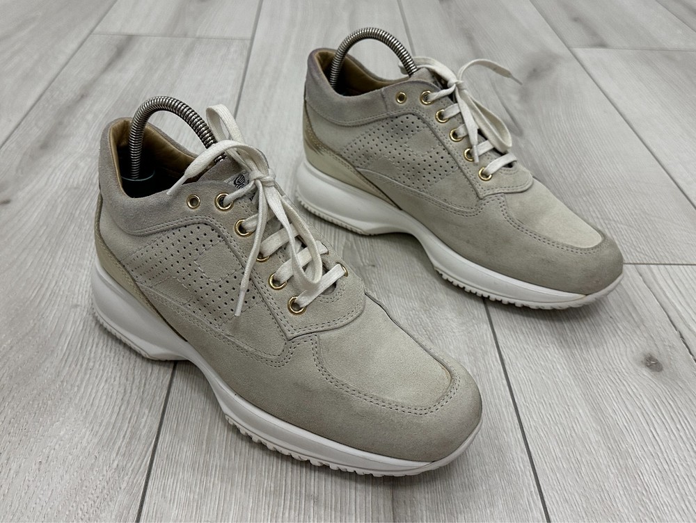 Hogan Interactive Woman Sneaker Suede Beige Luxury Hogan Woman H Perforated 36