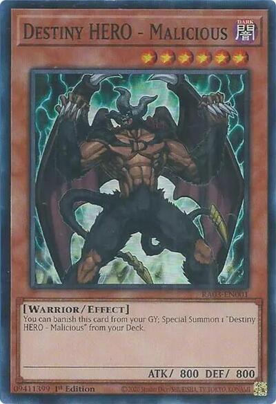1x Destiny HERO - Malicious - 1st Editio NM Eng YuGiOh - Quarter Century Bonanza
