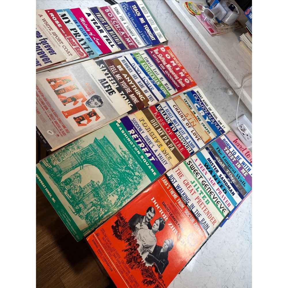 Vintage Sheet Music Lot 50+ Pieces 1950s 1960s Alfie Mister Sandman Movie Themes