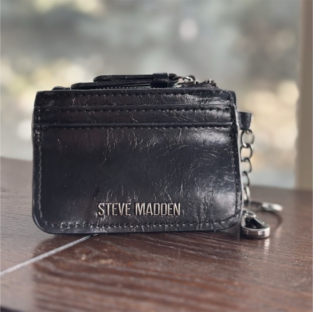 🖤 Steve Madden Black Zip-Around Women's Wallet Logo Zipper Credit Card 🖤