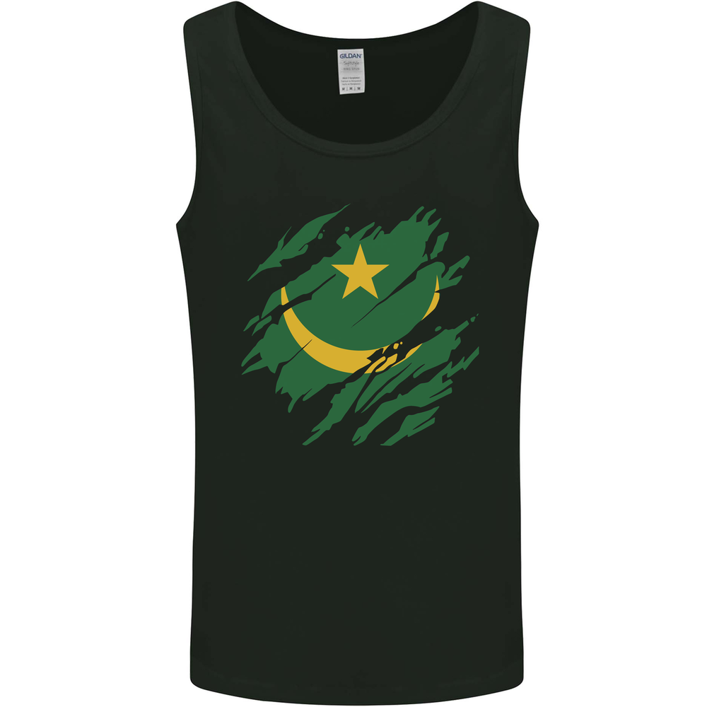Torn Mauritania Flag Mauritanian Day Football Mens Vest Tank Top