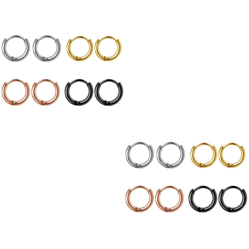 8 Pairs  Street Style Earrings Simple Piercing Pendants for Men Ear Decor