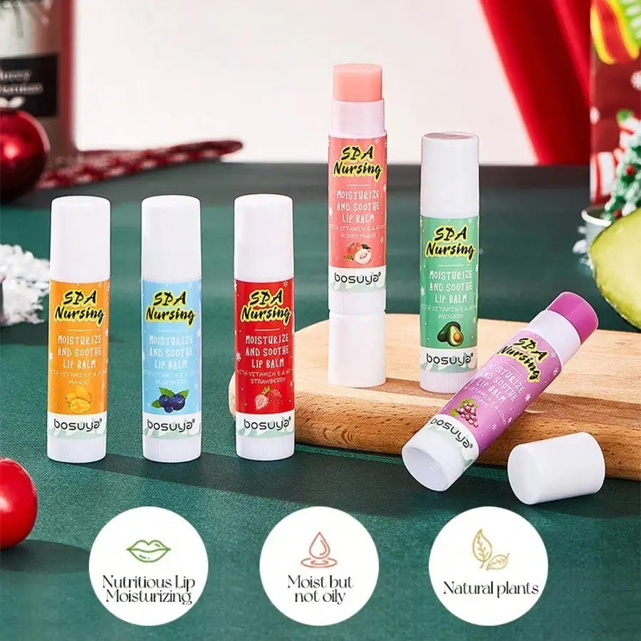 6pcs Fruit Flavored Lip Balm Set – Hydrating Holiday Gift Box & Cruelty-Free