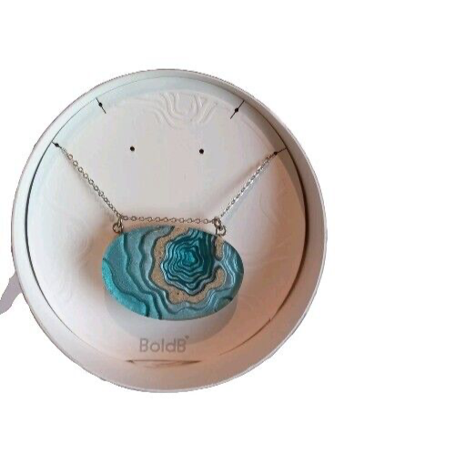 Aquamarine Resin and Beach Sand Atoll Necklace by BoldB 28