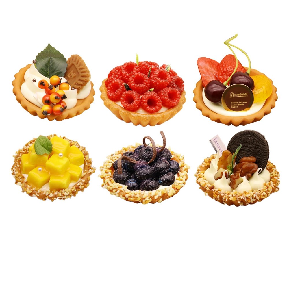 6Pcs Fake Desserts Artificial Egg Tart Models Realistic Simulated Fake Cake A...