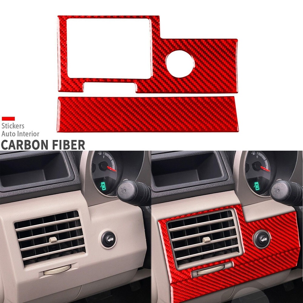 2Pcs Red Carbon Fiber Driver Side Air Vent Outlet Cover For Dodge Avenger 08-10