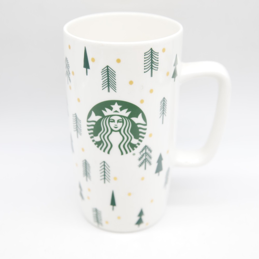 16 Oz Starbucks Mug Holiday Christmas Tree Modern Ceramic Cup Handle