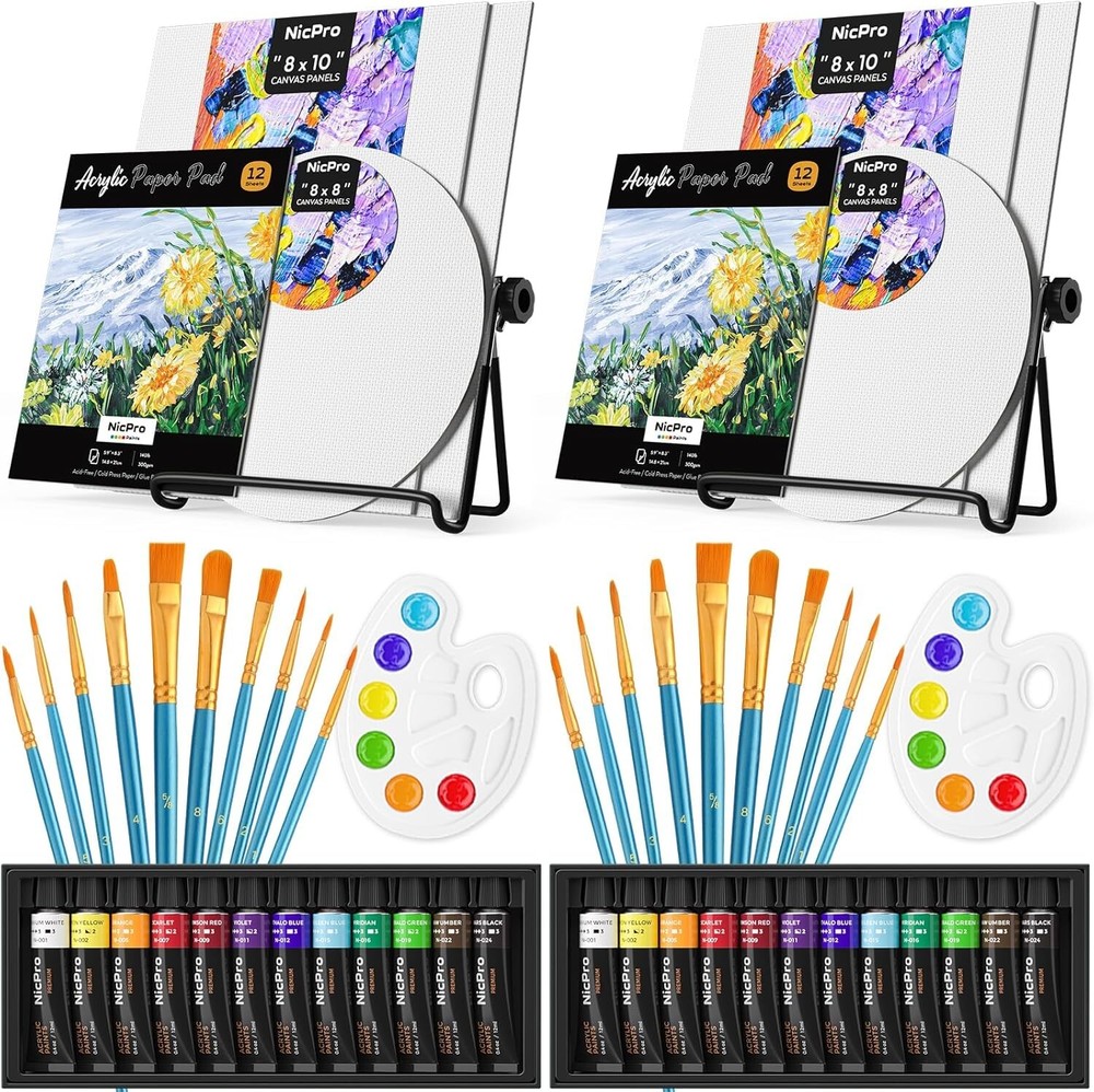Acrylic Paint Canvas Set for Adults & Kids, 80PCS Art Painting Supplies Kit with