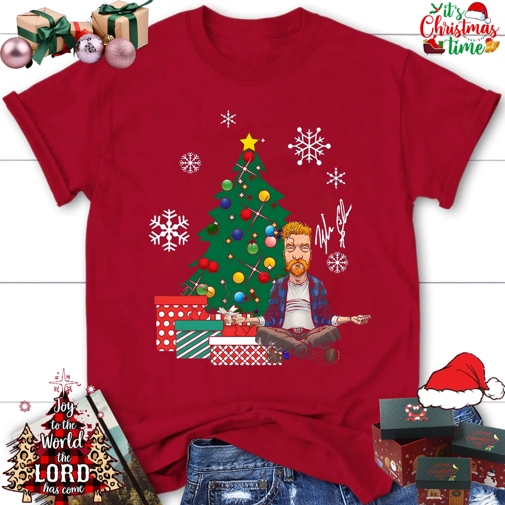 SALE Tyler Childers Christmas Signture T shirt Men Size S -4XL red-image