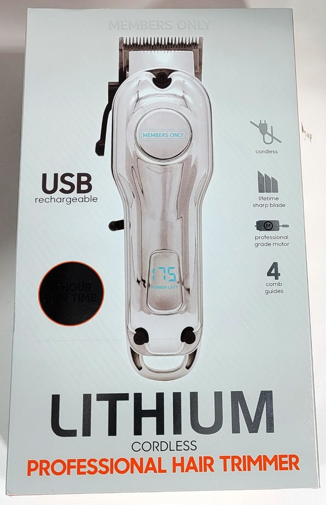 Members Only Lithium Cordless Hair Trimmer Stainless Steel Pro Grade-image