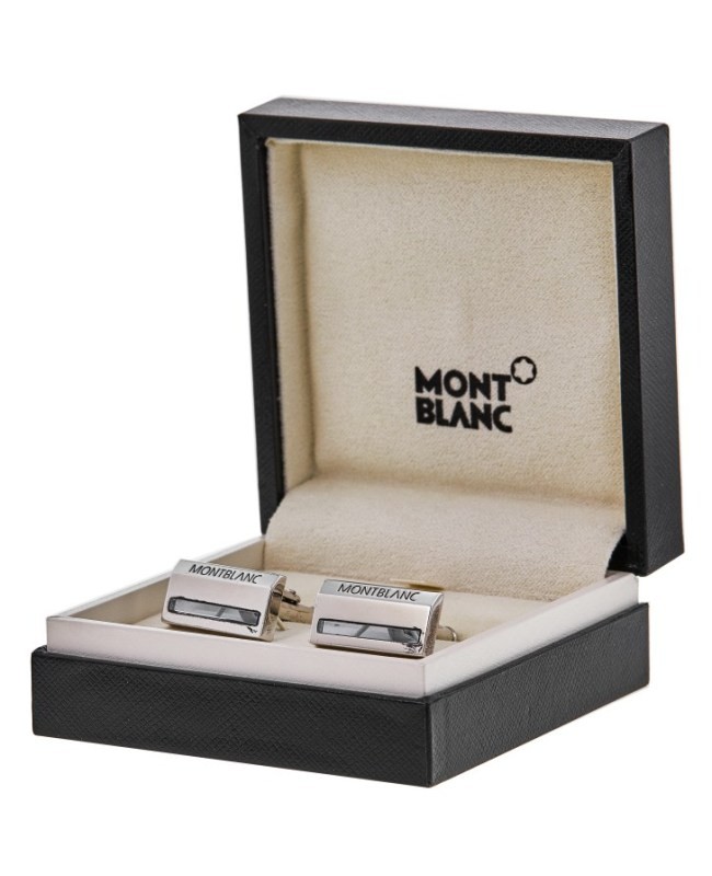 Montblanc Blue Quartz Sterling Silver Mens Cufflinks 38086-SD