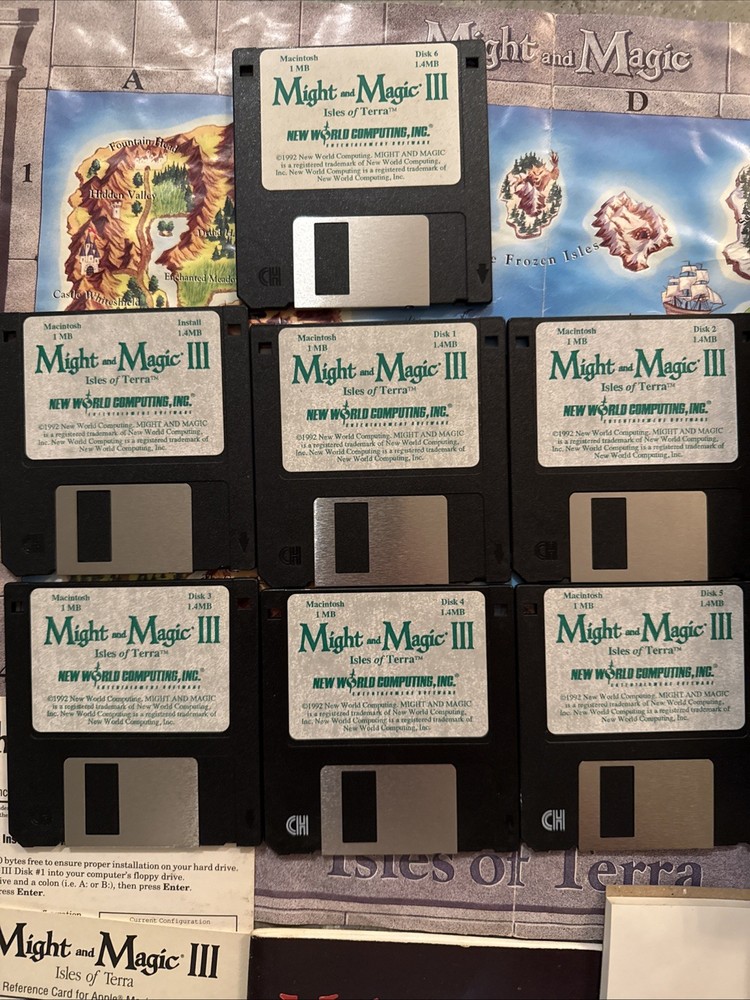 Might And Magic III Isle of Terra 1991 IBM New Works Computing Discs 1-6 Install