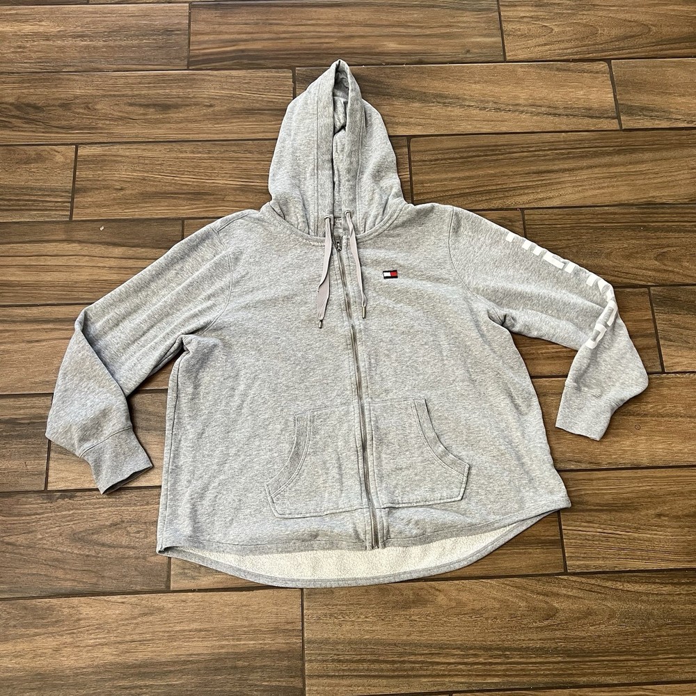 Tommy Hilfiger Sport Full Zip Hoodie Gray Womens Size XL Casual Athleisure
