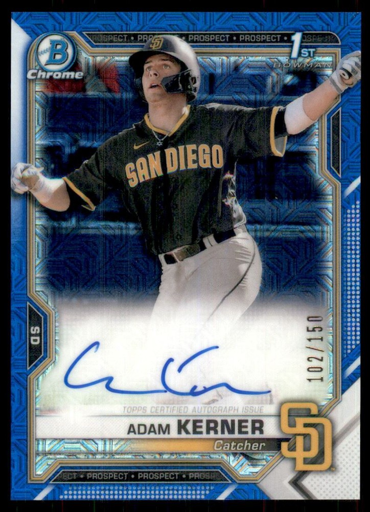 2021 Bowman Chrome Prospect Autographs HTA Choice Ref #CPAAK Adam Kerner /150