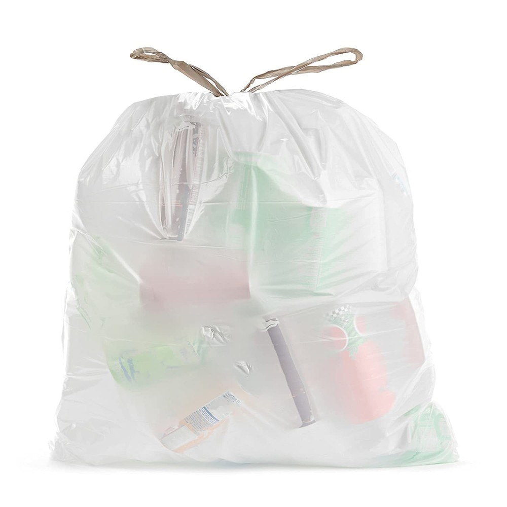 8 Gallon 0.9 MIL White Drawstring Trash Bags - 20