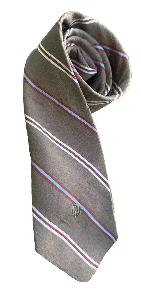 Christian Dior Vintage Brown Striped , Silk Blend Brown Tie
